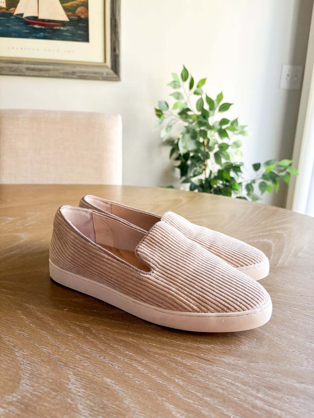 Birdies The Swift Oatmeal Beige Corduroy Slip on shoes